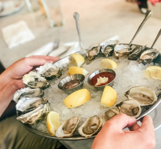 Oysters on platter